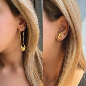 New mismatched 18k gold over sterling silver modern abstract earrings